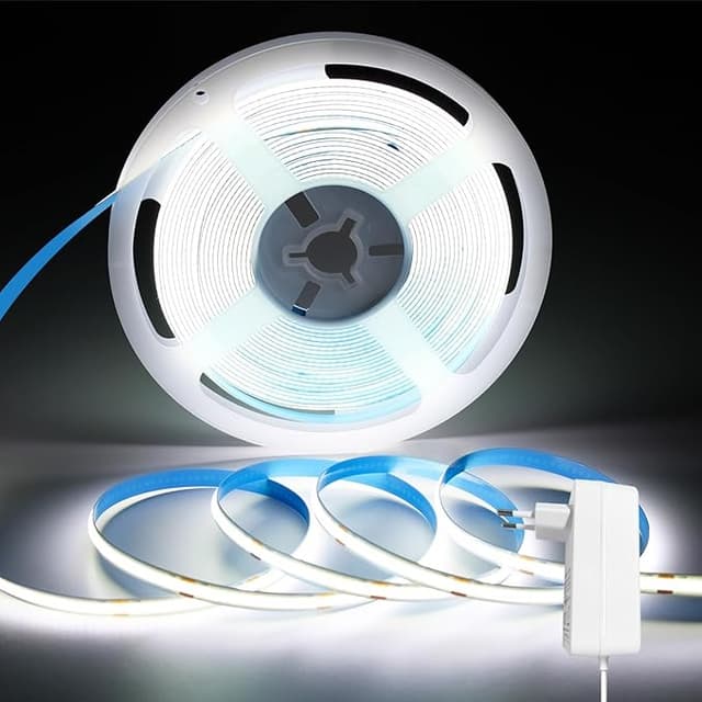 Detalle de ShineBurky COB Tira LED 24V 10m Blanco Frío Flexible