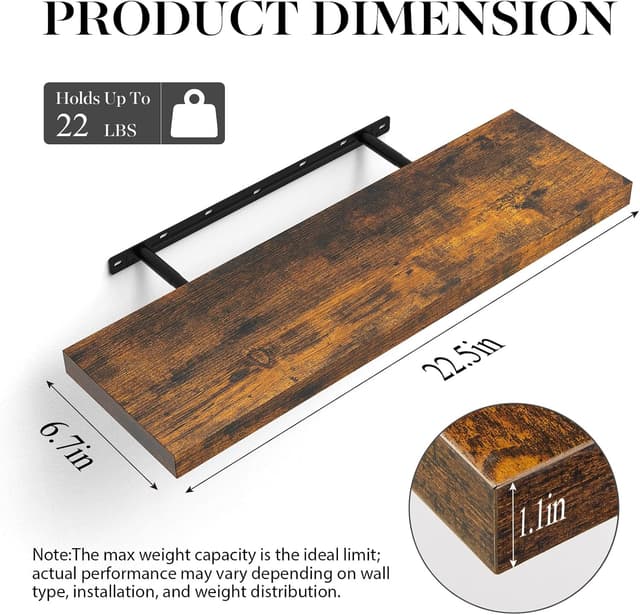 Detalle de BAYKA 22.5-inch Floating Shelves