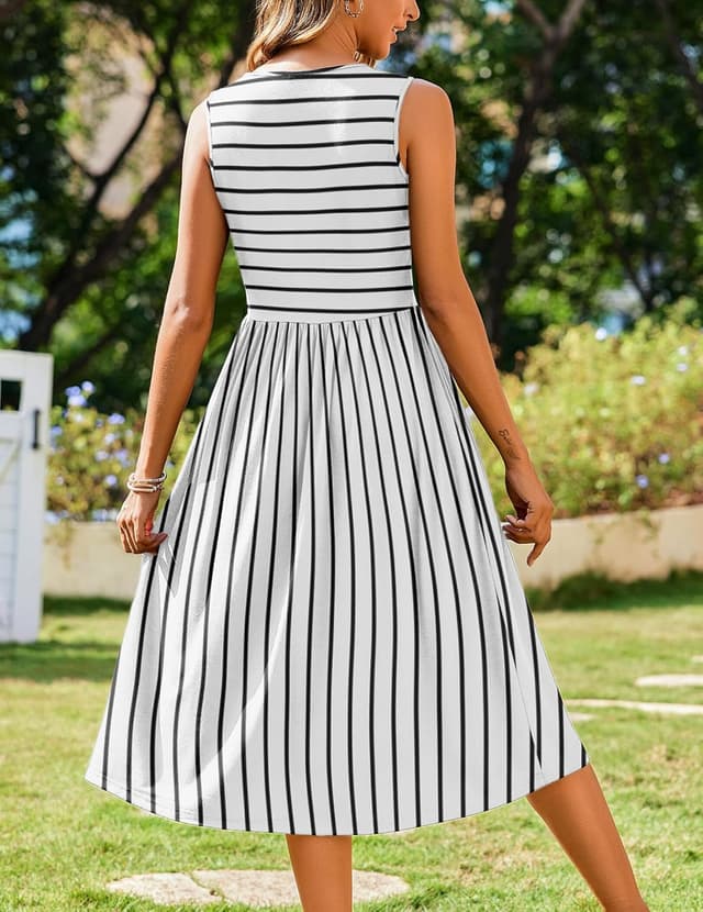 Detalle 1 de Zeagoo Women’s Floral Tank Midi Dress with Pockets (A-Line, Sleeveless)