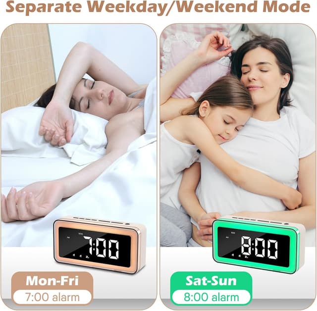 Detalle 2 de ANNNGUL Reveil Lumineux numérique pour enfant/ado avec veilleuse et gradateur