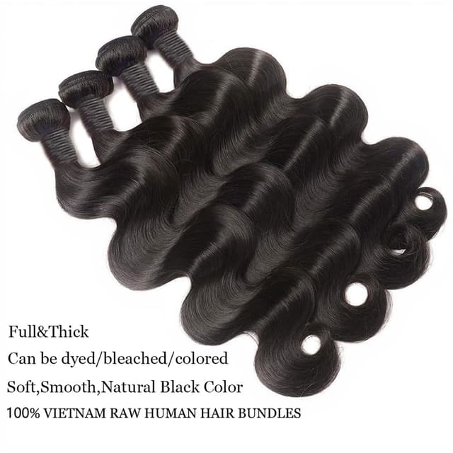 Detalle de 12A Human Hair Bundles (18–24 Inch) Raw Body Wave, 4 Bundles Brazilian Virgin Hair Quick Weave Extensions