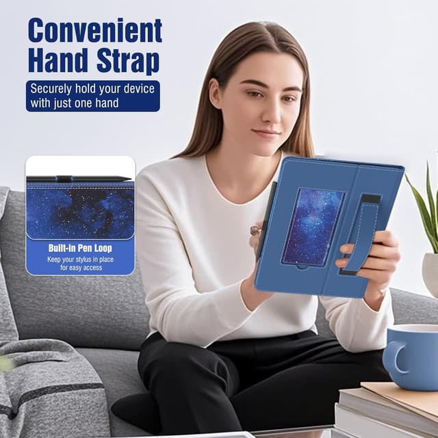 Detalle de TiMOVO Universal Case for 10.1 Inch Android Tablets with Pen Loop & Hand Strap (Blue Starry Sky)