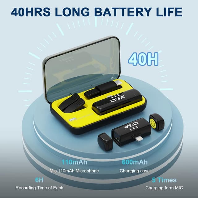 Detalle 2 de OSA Lavalier Inalámbrico para iPhone 🎙️ con Cancelación de Ruido