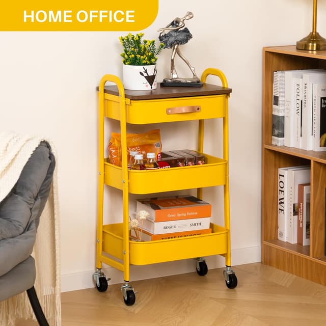 Thumbnail 3 de AGTEK Makeup Cart with Drawer 3-Tier Pink