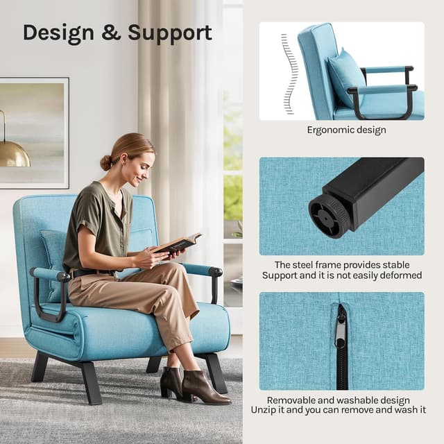 Thumbnail 6 de WOLTU Schlafsessel 3 in 1 Blau