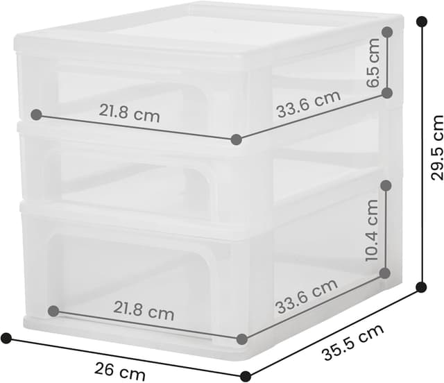 Detalle 2 de Iris Ohyama OCH-2021 Cassettiera in plastica per ufficio con 2 cassetti piccoli e 1 cassetto A4 medio, bianca