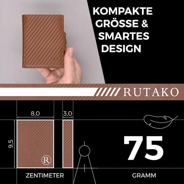 Detalle 1 de RUTAKO Slim Wallet mit 9,5 cm Kartenetui