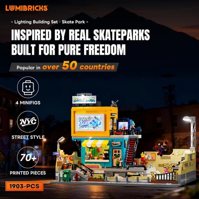 Detalle 2 de Lumibricks Skatepark : diorama urbain éclairé avec conteneur amovible