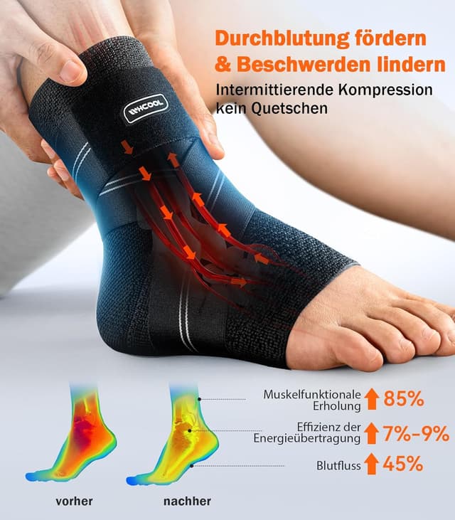 Detalle 2 de WHCOOL Flachgestrickte Knöchelstütze mit 7-Zonen-Kompression (XL), schwarz