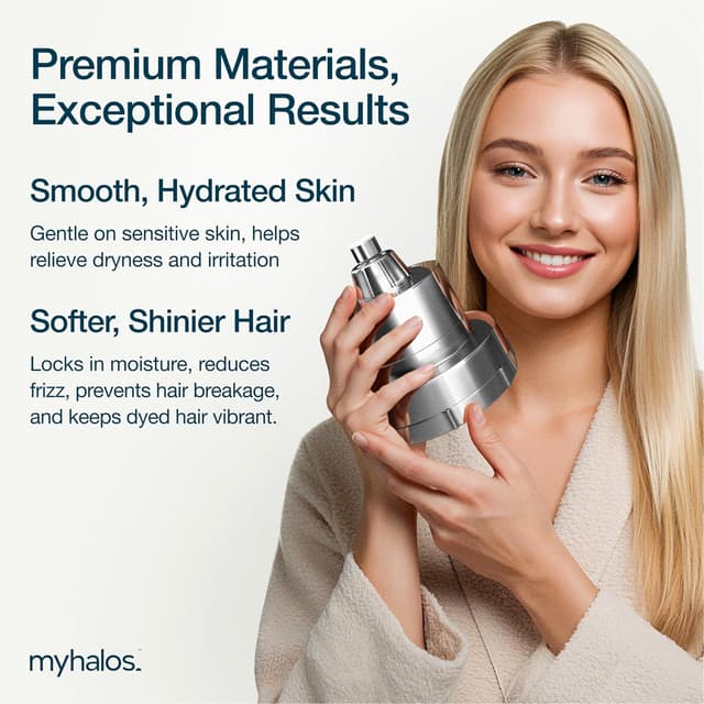 Detalle de MyHalos Shower Filter for Hard Water UK (High Pressure Fixed Filter Shower Head) – Chrome