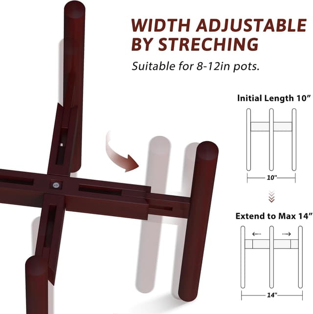 Detalle 2 de Bamworld portavasi in bambù per interno ed esterno, portapiante da balcone regolabile (vaso non incluso)