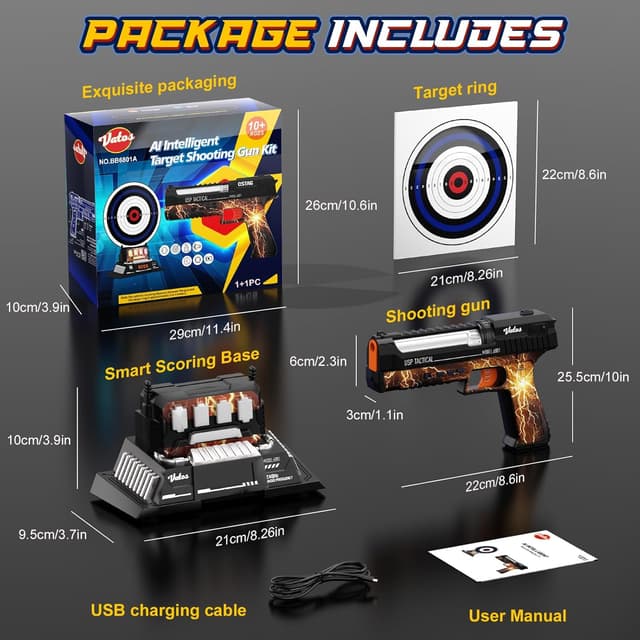 Thumbnail 6 de VATOS Jeu de tir électronique intelligent avec base à notation automatique et pistolet laser rechargeable