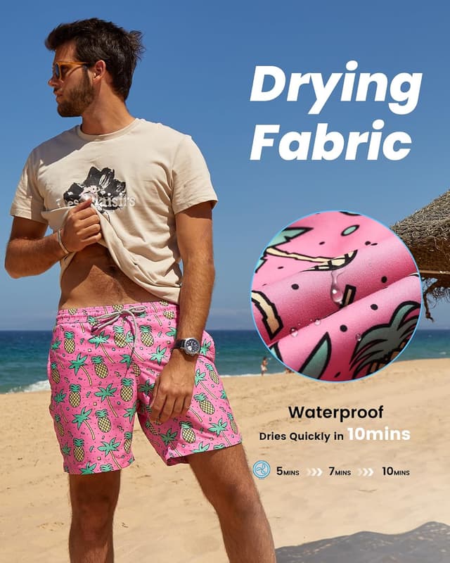 Detalle de MaaMgic Men’s Swimming Shorts Quick Dry Trunks with Mesh Lining