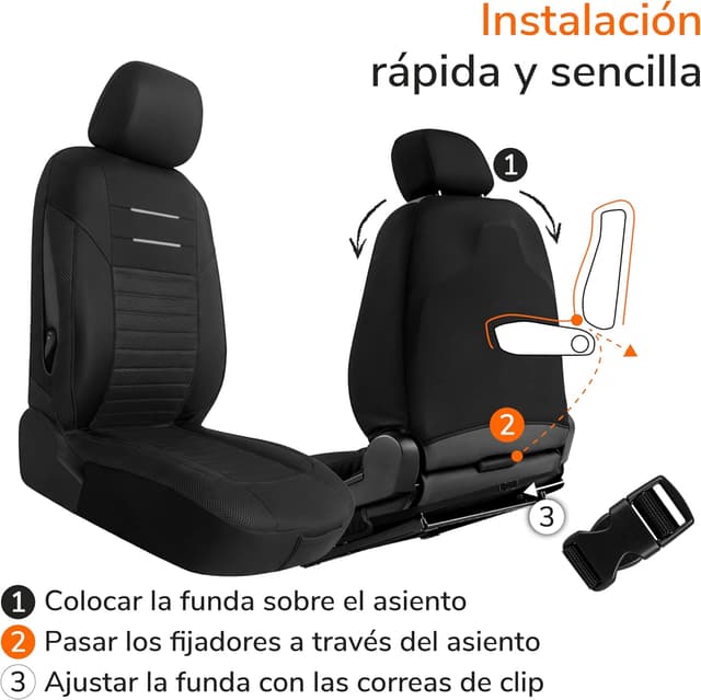 Thumbnail 6 de Upgrade4cars Fundas Asientos Delanteros Negro Versión 2026 4 piezas
