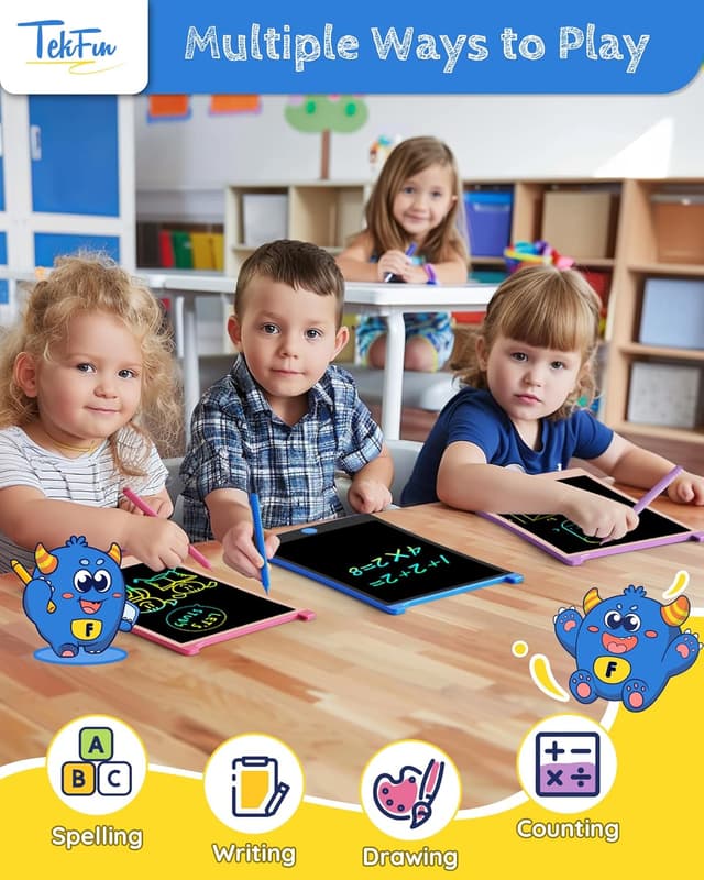 Detalle de TEKFUN Kids Toys 2-Pack 8.5in LCD Writing Tablet with 4 Stylus (Erasable Doodle Board)