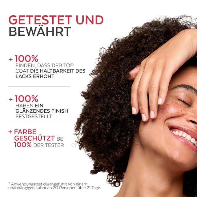 Detalle de PODERM Top Coat Glanz & Schutz mit Teebaumöl – Color Care für langanhaltenden Nagellack-Finish