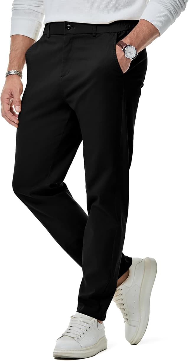 Detalle de JMIERR Herren Baumwoll-Chino Stretch Cargohose mit elastischem Bund und Taschen