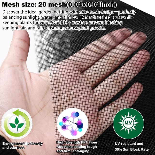 Detalle 2 de Abimars Thicker Garden Insect Mesh Netting (3 x 10m) – Ultra-fine plant cover for insect & bird protection