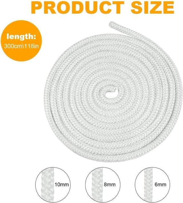 Detalle de flintronic Guarnizione per porta stufa in fibra di corda ignifuga (Φ10 mm, 3 m) bianca