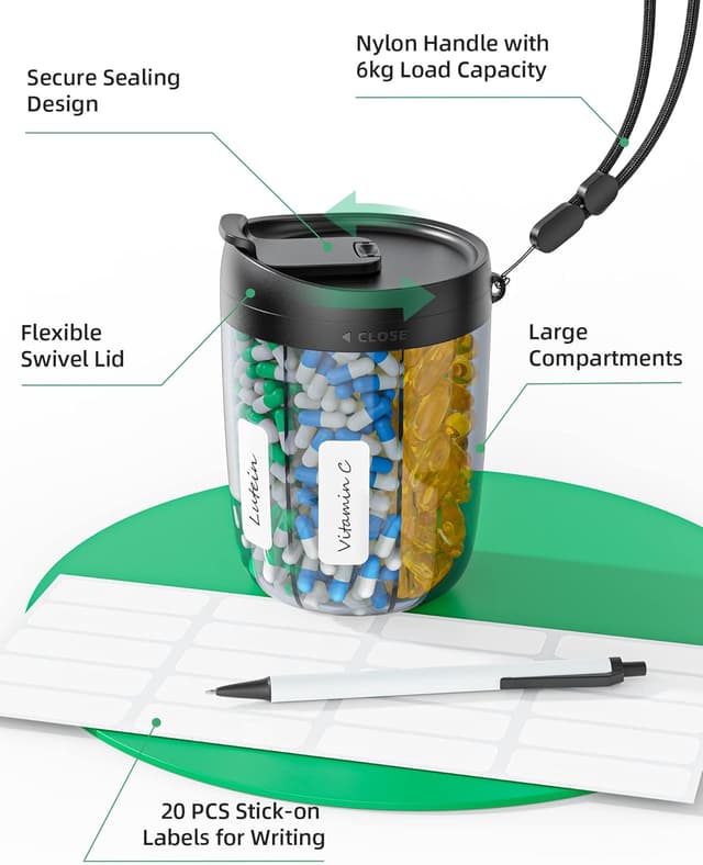Thumbnail 6 de PULIV Large Pill Bottle Organizer with 20 Labels ๐