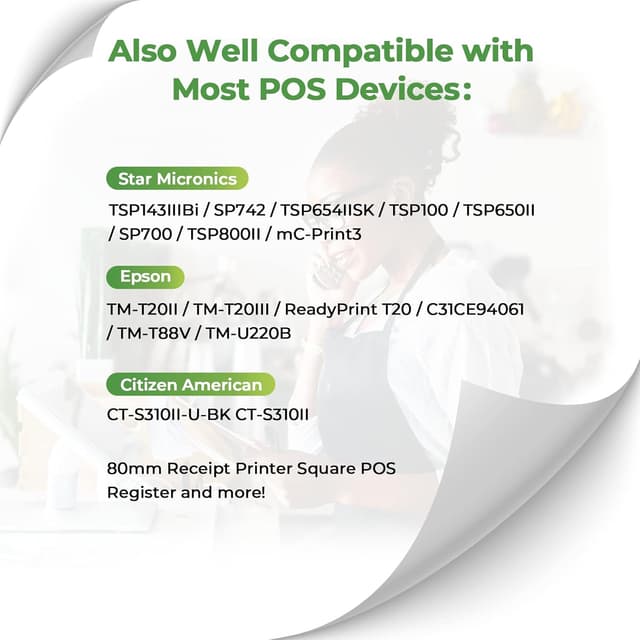Detalle 2 de MUNBYN Thermal Receipt Paper 80mm 50 Rolls