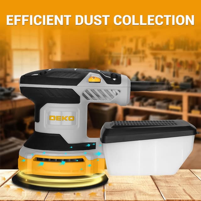 Thumbnail 5 de DEKOPRO 300W Random Orbit Sander (125mm) with Variable Speed & 16 Sandpaper Set