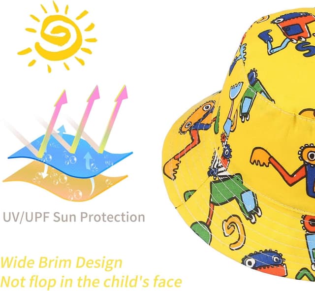 Detalle 2 de GEMVIE Baby Boys Sun Bucket Hat (Cartoon Animal Print) – Packable Fisherman Hat with UPF 50+
