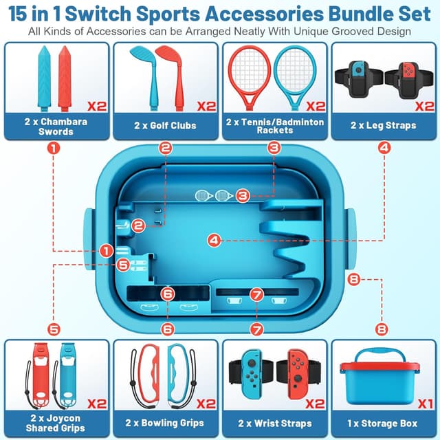 Detalle 2 de Deruitu 15 en 1 Switch Sports Accesorios Bundle