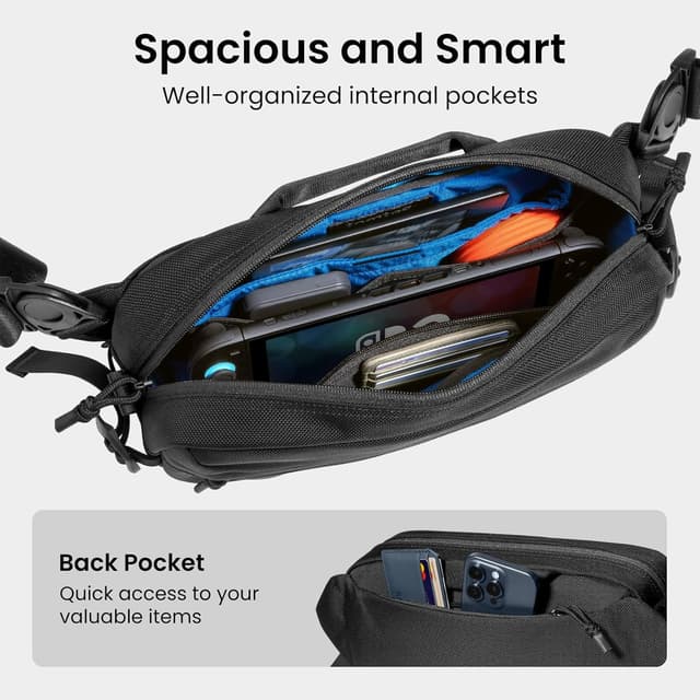 Detalle de tomtoc 5.5L Sling Bag Heavy-duty Tactical (Water-Resistant) for ROG Ally X, Steam Deck, iPad Mini