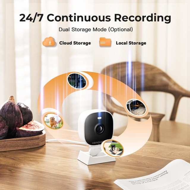 Thumbnail 6 de 2K Home Security Cameras (2-Pack) by VSMAHOME — Indoor/Outdoor Wired Plug & Play with Color Night Vision, 2-Way Audio, 24/7 Recording