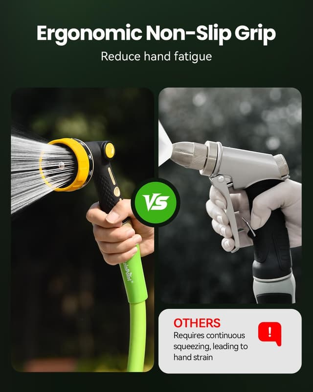 Detalle de RAINPOINT Hose Pipe Spray Gun (Yellow) with Thumb Flow Control and 10 Spray Patterns