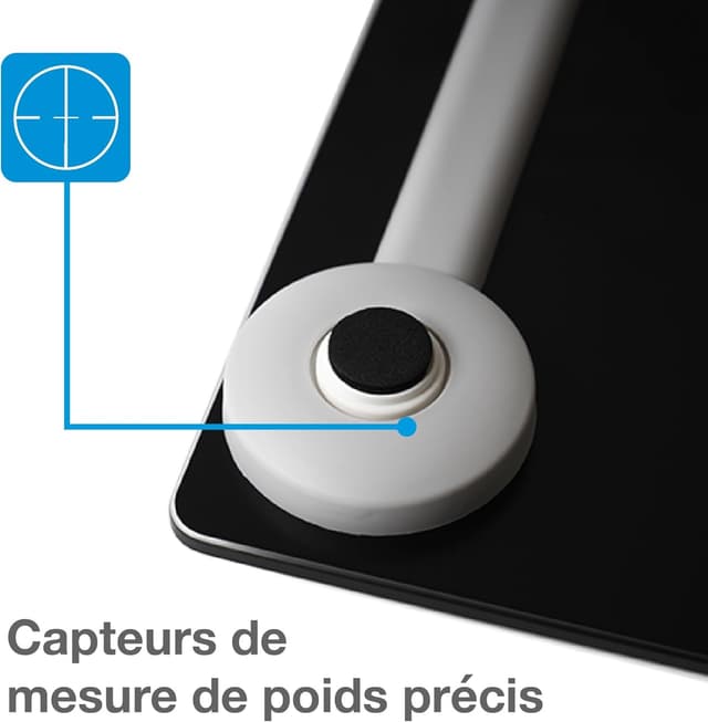 Detalle de Citizen HMS324 : pèse-personne numérique haute précision ultra-fin en verre trempé, Step-On (noir)