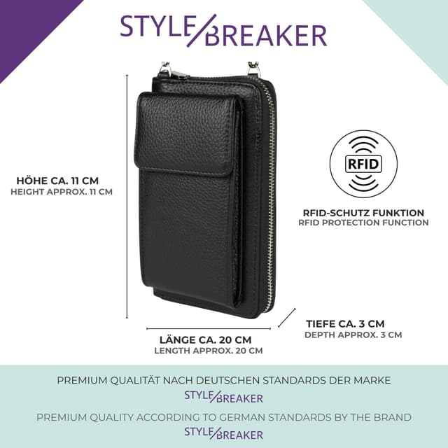 Detalle de styleBREAKER 02012362 mini borsa da donna con tracolla rimovibile e protezione RFID