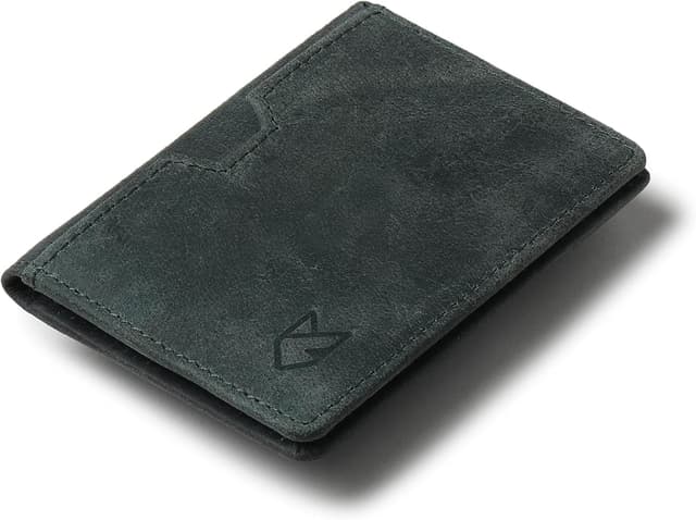Detalle de FOXHACKLE full-grain leather credit card wallet (RFID blocking) – slim bifold card holder
