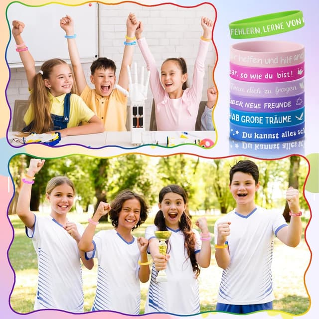 Detalle 2 de HOKYYCC Motivationsarmbänder Kinder 6 cm 🎗