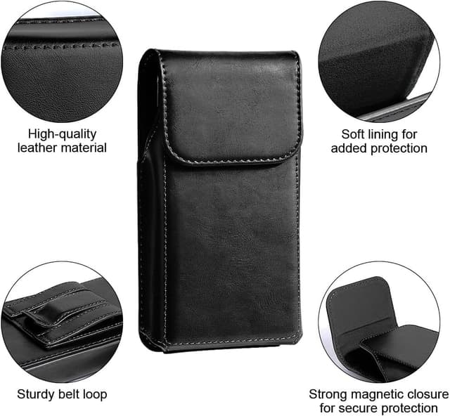 Detalle de flintronic Porta Cellulare in Pelle da Cintura con clip e fondina verticale per iPhone XR / 11-16 Pro