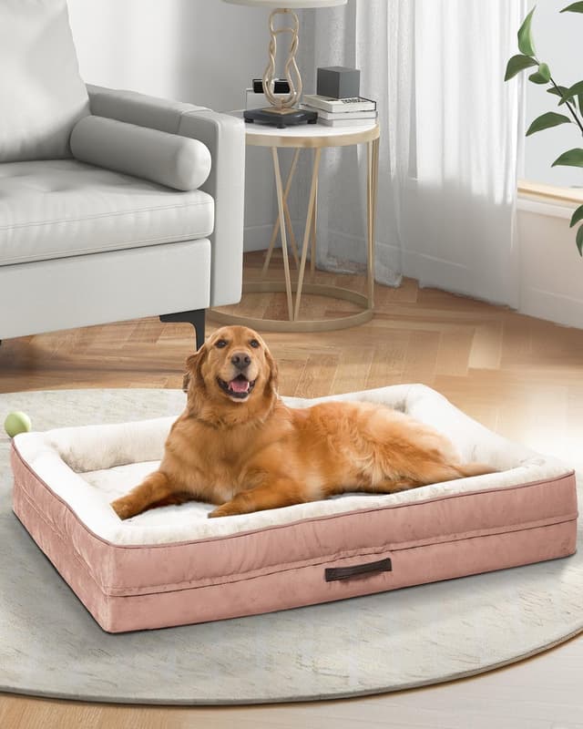 Detalle 2 de Upvilla Orthopädisches Hundebett XXL (137x91x19 cm) – waschbarer Hundekorb mit eierschalenförmigem Wellenschaum