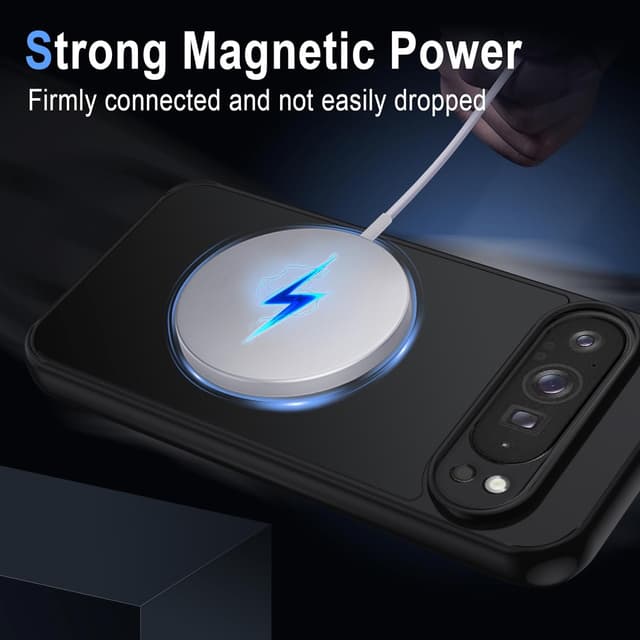 Detalle de XTCASE Coque magnétique pour Google Pixel 9 Pro XL compatible MagSafe – dos translucide mat, noir