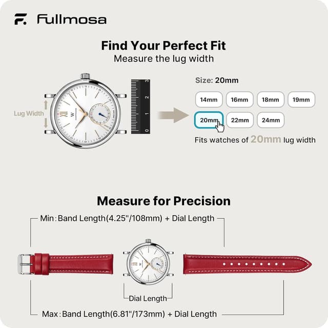 Thumbnail 4 de Fullmosa Cinturino Pelle 20mm per Orologio