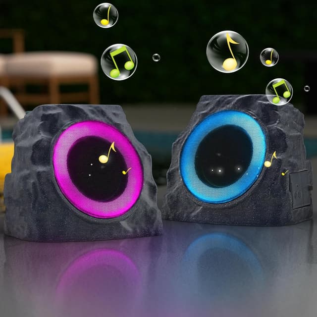 Thumbnail 6 de uuffoo 2-Pack Solar Powered Rock Speakers for Outdoor Patios (IP44, RGB lights)
