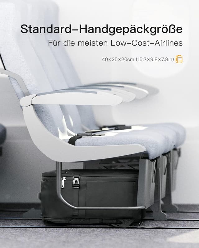Detalle de Inateck 20L Ryanair Handgepäck 40 x 25 x 20 cm Reiserucksack mit Laptopfach und Trolley-Gurt