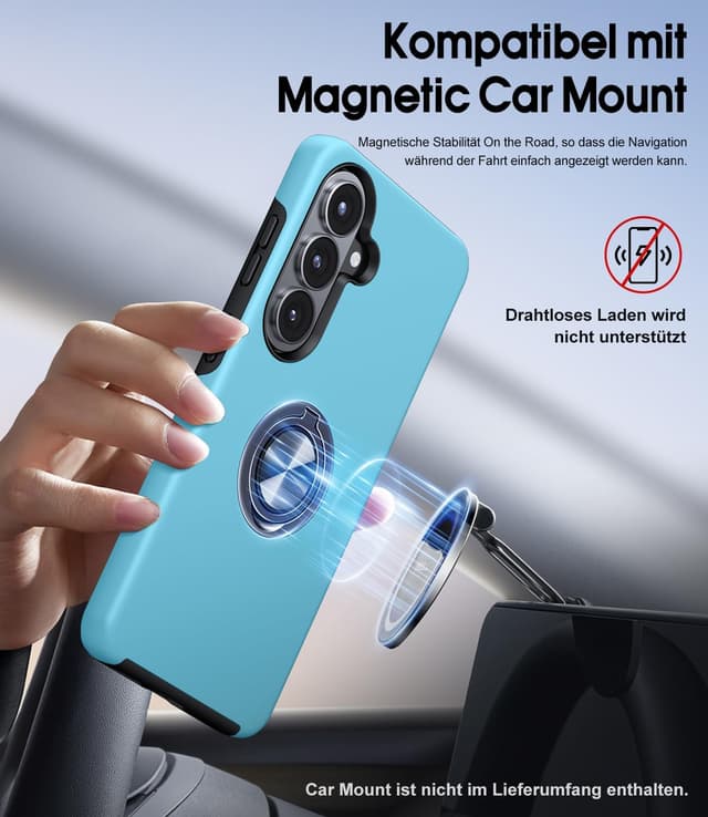 Detalle de AOUIA Schutzhülle für Samsung Galaxy S26 (6,3 Zoll) mit 2x Panzerglas – 3-in-1 Set inkl. 360° Ring-Kickstand