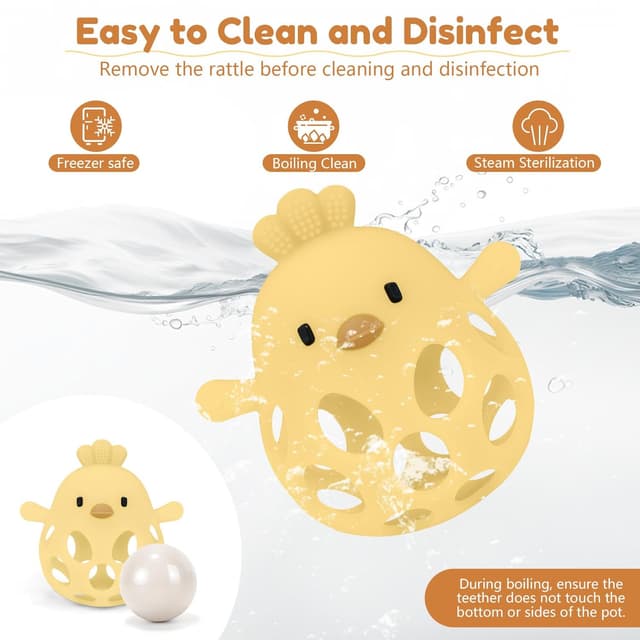 Thumbnail 4 de MCGMITT Greifball mit Rassel Beißring Silikon 0-24 Mon- Gelb