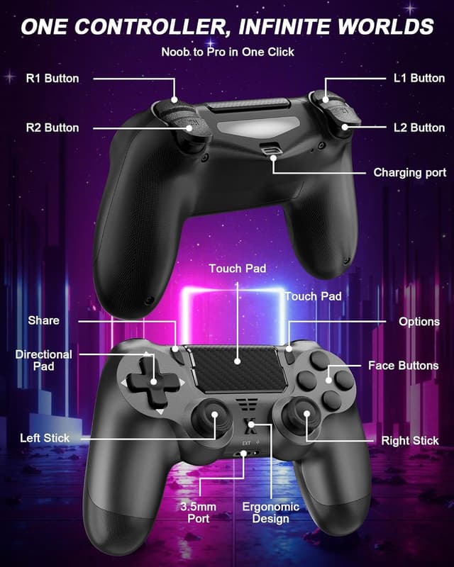 Thumbnail 6 de AR CELI Wireless Controller for PS-4 (Grey) with Bluetooth, Dual Vibration & 3.5mm Jack