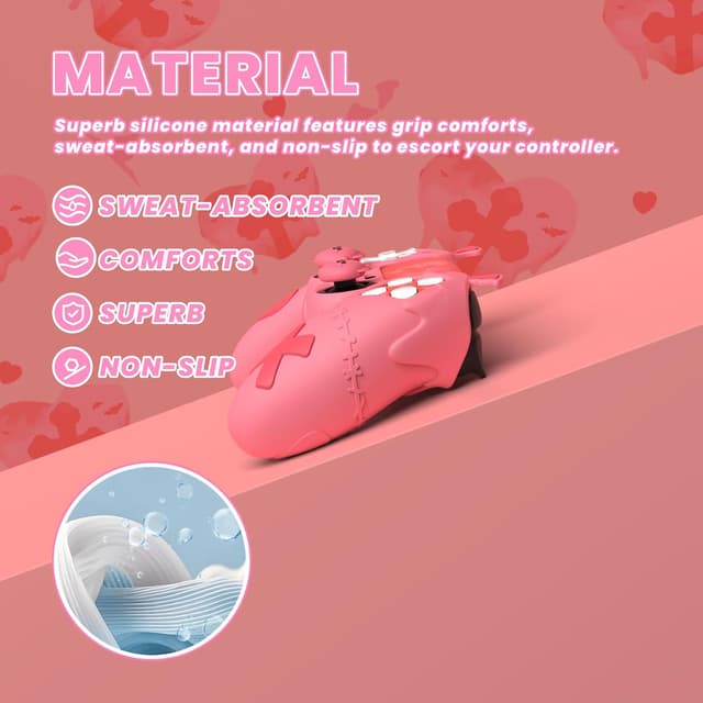 Detalle de PlayVital Gothic Imp Silicone Case for PS5 Controller (Peach Pink) with 4 Thumb Grips & Stickers