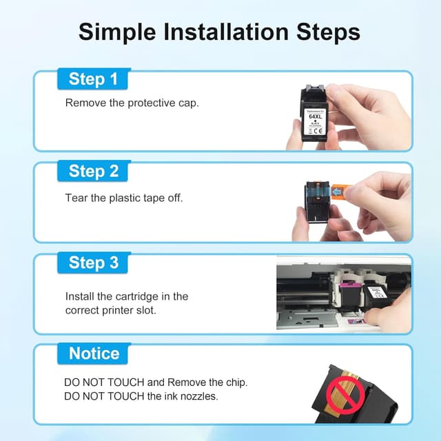 Thumbnail 6 de HP 62XL Black & Tri-Color Ink Cartridges (2-Pack) for Envy & OfficeJet Printers