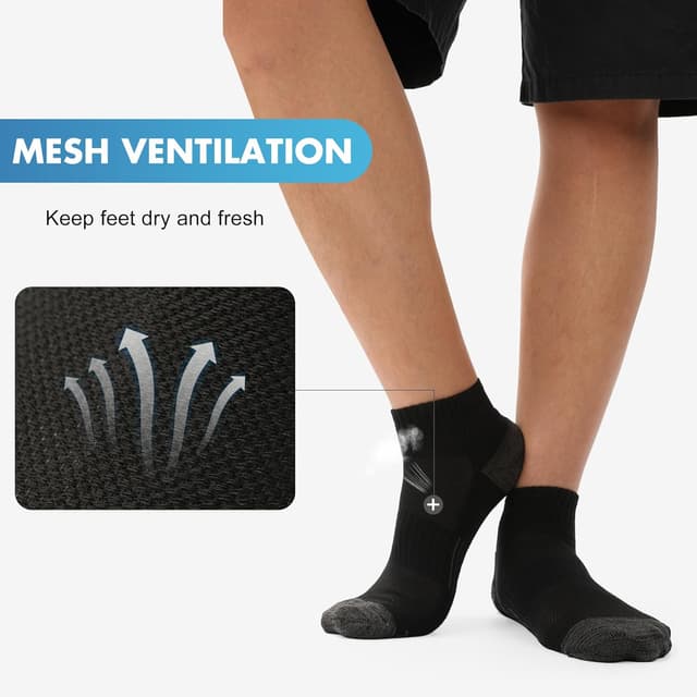 Detalle de BAMBOO COOL Men’s Bamboo Cool Ankle Socks (Low Cut, Cushioned, Moisture Wicking) — 6-Pack