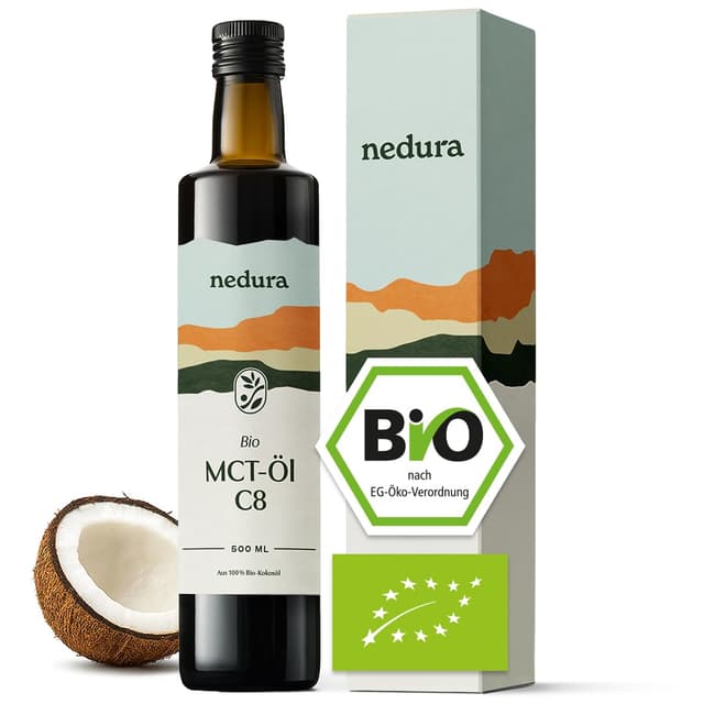 Detalle de nedura BIO MCT-Öl C8 60% für Keto, 500 ml