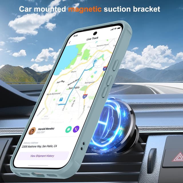 Thumbnail 3 de CHAOFEnG Magnetic Case with Ring Stand for Google Pixel 10 Pro XL (Teal Green) — Slim Hard Back, Military-Grade Drop Tested