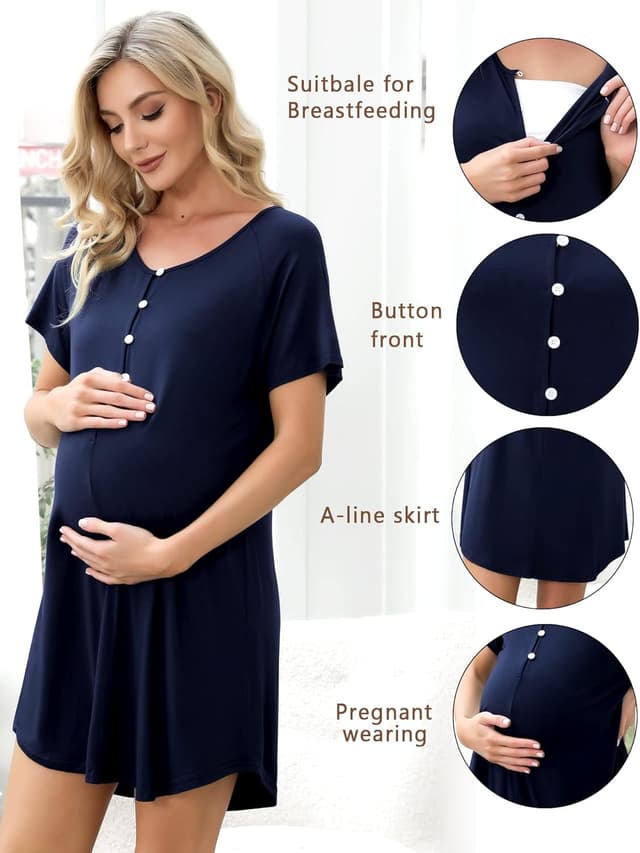 Thumbnail 4 de Uniexcosm Stillnachthemd Baumwolle Kurzarm S-XXL